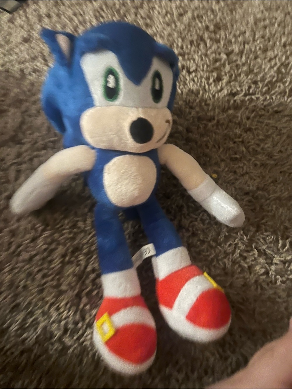Blue Plush Hedgehog Toy with Red Shoes - Kids Toy